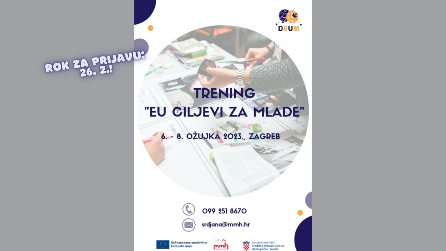 POZIV NA TRENING O EU CILJEVIMA ZA MLADE