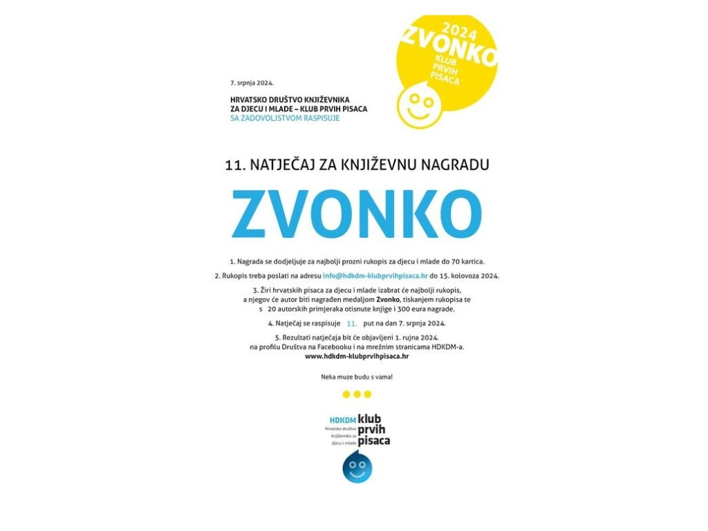 ZVONKO - za najbolji prozni rukopis za djecu i mlade