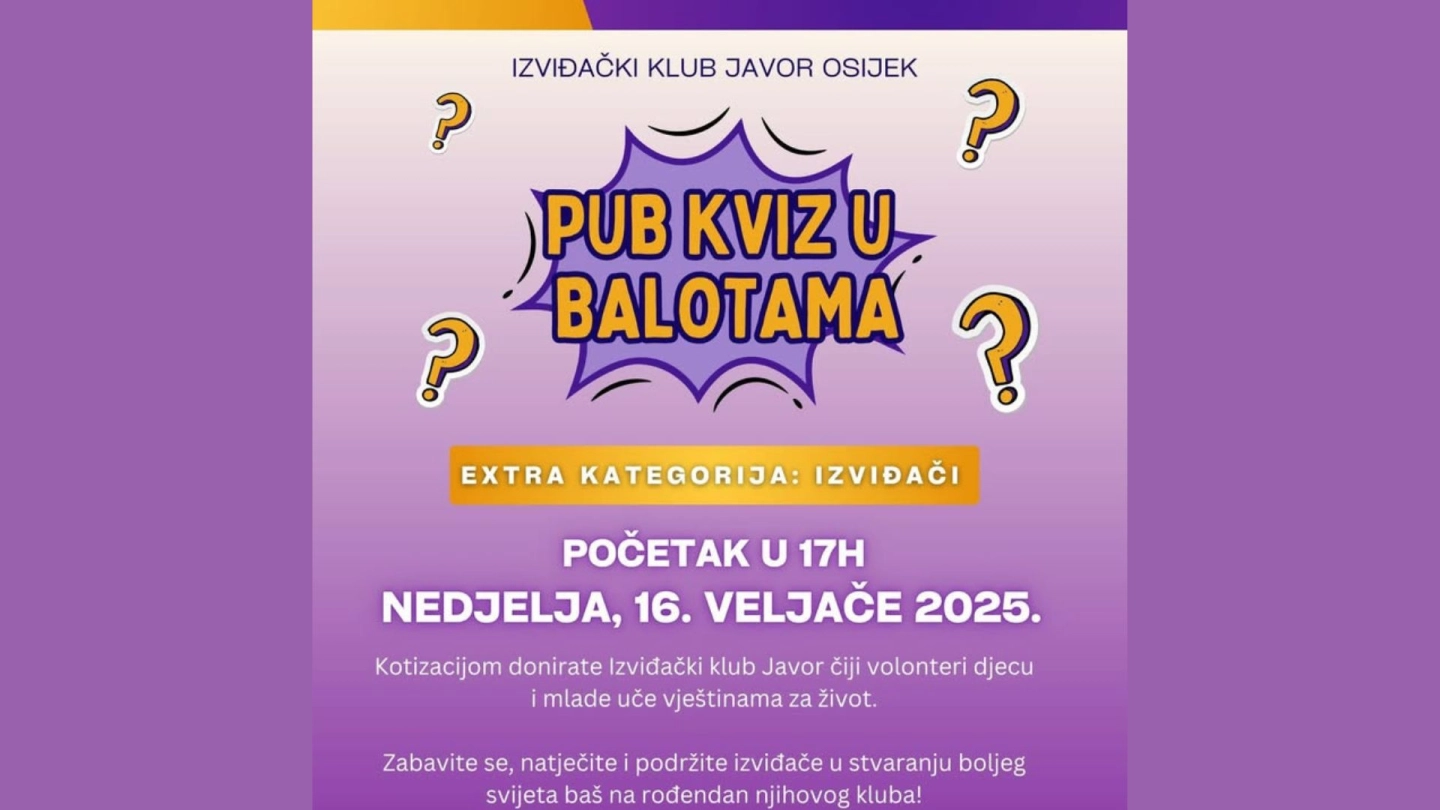 Izviđački klub Javor organizira Pub kviz u Balotama