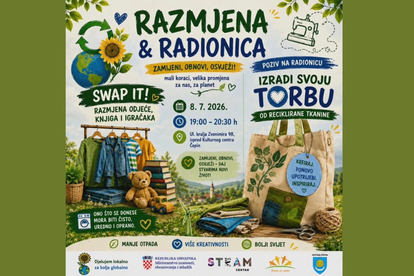 Razmjena odjeće, knjiga i igračaka u Čepinu: Donesi, razmijeni i podrži održiviji način života